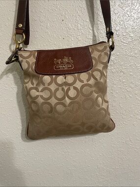 Coach Signature Canvas Crossbody in Khaki and Brown